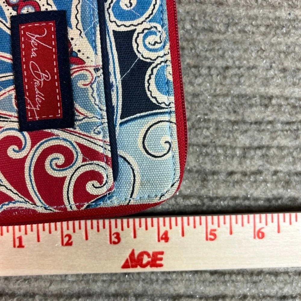 Vera Bradley Paisley Tote Bag and Matching Wallet Set Blue Red White Canvas